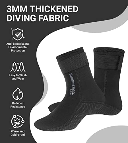 Summshall 3mm Neoprensocken für Damen und Herren, Warm Halten Neopren Socken Anti-Rutsch-Sohle Neoprensocken Langlebigkeit Wattsocken für Wassersport