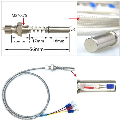 Sensor de temperatura Pt100 de superficie plana M8 con cable de 5 metros para 420 °C 3