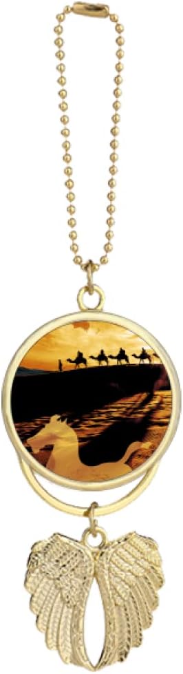 DIYthinker Desert Along The Way to The Silk Road Map Camel Car Keychain Angel Wing Pendant