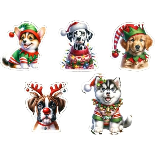 5 Stück hängende Weihnachtsschmuck, Christbaumschmuck aus Acryl, 2D...