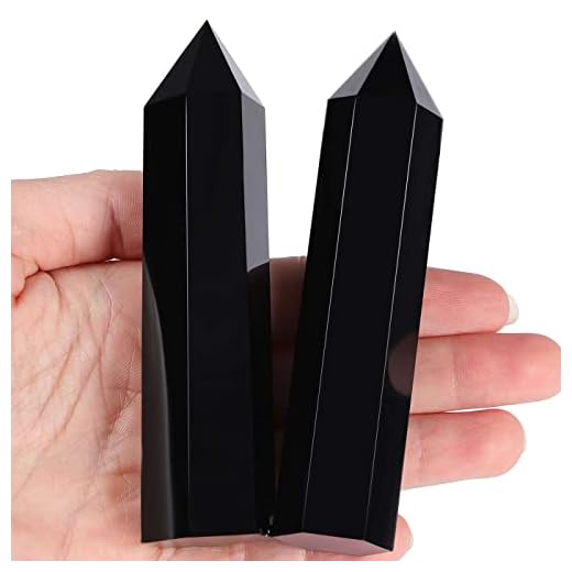 LAIDANLA Obsidian Healing Crystals Wands 3.5-4" Polishing Natural Reiki Energy Wand Stone Hexagonal Point Large Crystal Gemstones for Meditation Therapy Crystal Grid Decoration 1Pcs