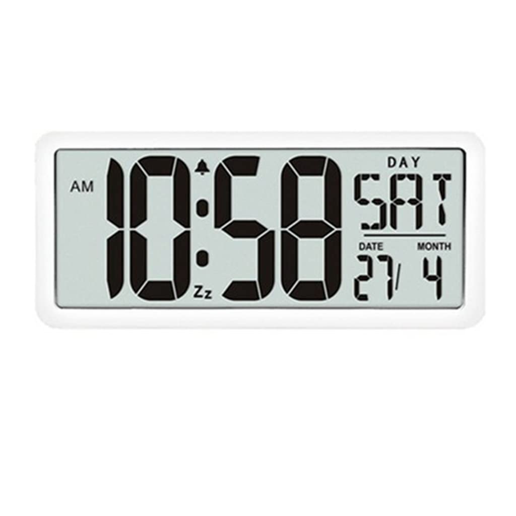 Square Wall Clock Series Digital Jumbo Alarm Clock LCD Display Multi-Functional Upscale Office Decor Desk Color White White