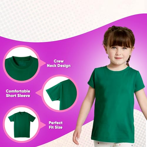 MISS POPULAR Girls' 8-Pack Super Soft Polycotton Short Sleeve Crew Neck T Shirts, Assorted Color Solid Tees2