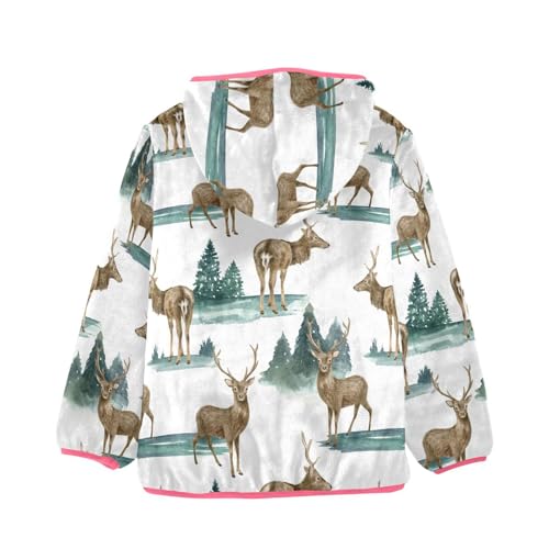 OTVEE Woodland Deer and Winter Landscape Kids Hoodie Jacket Fall Spring Full Zip Warm Outwear Coat2