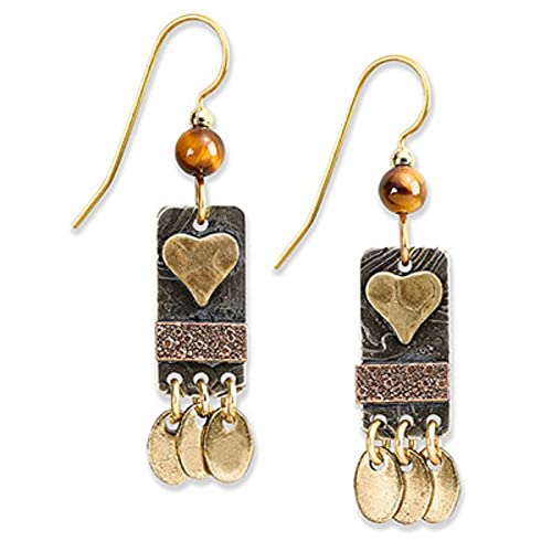 Silver Forest Heart On Rectangle Drop Earrings #TOP5