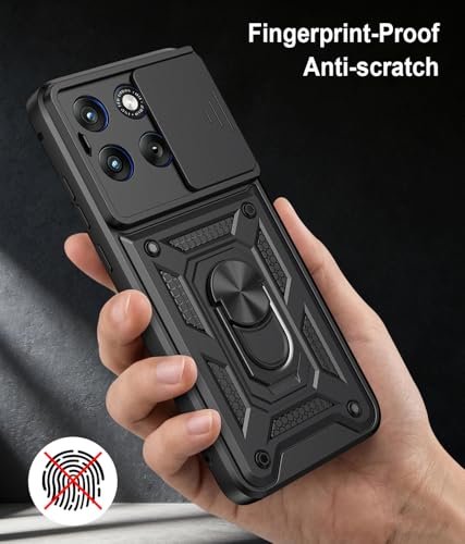 Image of Tough Armor Bumper Back Cover for Motorola Moto Edge 70 Fusion 5G | Sliding Camera Cover, Kickstand & Ring Holder 360 Degree Protection Back Cover for Moto Edge 70 Fusion 5G - Black