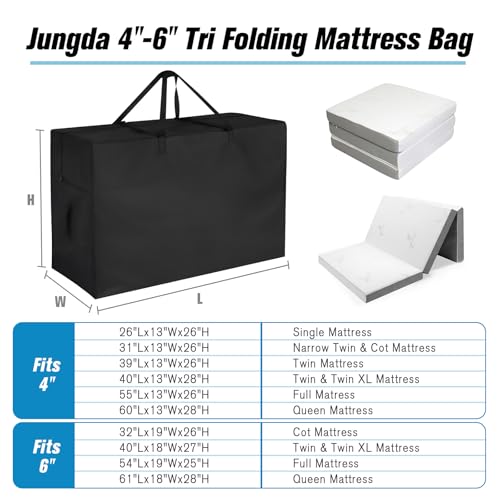 Image of Tri Folding Mattress Storage Bag, Foldable Memory Foam Mattress Case, Carry Case for Tri-Fold Guest Bed Mattresses Fits 4-6 Inch Twin XL Mattresses(Mattresss NOT Included)-40 inch L x 18 inch W x 27 inch H