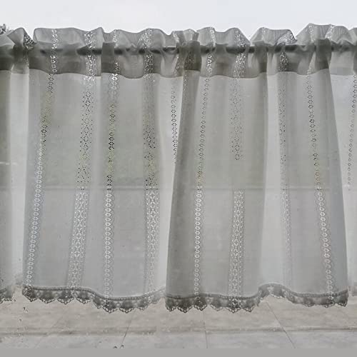 Cortinas transparentes tipo cenefa con bordado floral clásico para el hogar 5