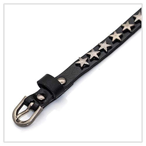 Mgutillart Punk Vintage Alloy Belt Buckle Bracelet Star Leather Cuff Bracelet(Black) #TOP3