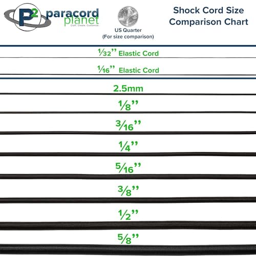 Image of PARACORD PLANET Elastic Bungee Nylon Shock Cord 2.5mm 1 /32 inch, 1 /16 inch, 3 /16 inch, 5 /16 inch, 1 /8 inch, 3 /8 inch, 5 /8 inch, 1 /4 inch, 1 /2 inch Crafting Stretch String 10 25 50 & 100 Foot Lengths