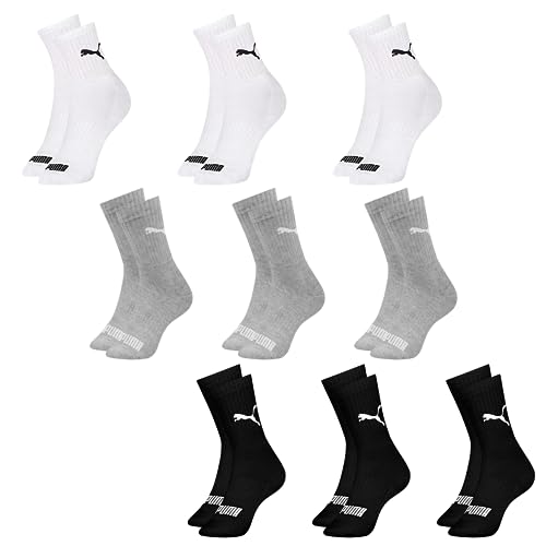 Kit 09 Pares Meia Puma Cano Médio Esportiva Everyday Algodão Adulto Unissex | KIT - B | 34-39