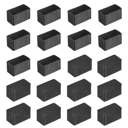 Image of M METERXITY 20-Pack Rectangle Chair Leg Caps, 0.78 x 1.57 (20 x 40mm) PVC Chair Leg Floor Protectors for Chairs /Table /Bed, Furniture Feet Covers Cups Non-Slip End Tips