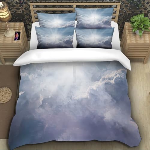 Housse de Couette Croix Céleste 140x200 Parure Lit Enfant Microfibre - 5