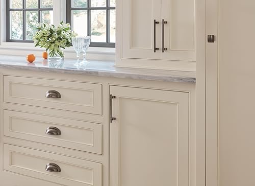 Image of Amerock | Cabinet Pull | Gunmetal | 6-5 /16 inch (160 mm) Center to Center | Davenport | 1 Pack | Drawer Pull | Drawer Handle | Cabinet Hardware
