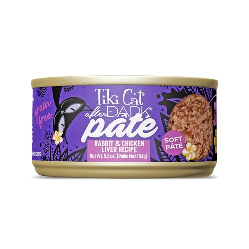 Tiki Cat After Dark Soft Pate Wet Cat Food, Dark Rabbit & Chicken Liver Recipe, 5.5 oz. Can (8 Count)