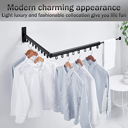 BOQORAD Wall Mounted Clothes Hanger Space-Saver，Retractable Garment Laundry Drying Rack，Collapsible Clothes Dry Racks for Balcony, Mudroom, Bedroom - Thumbnail 5