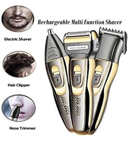 Image of Endzone Professionals Design 3 in 1 Perfect Shaver Hair Clipper and Nose Trimmer Rechargeable Beard And Moustaches Hair Machine And Trimming for men and women (Gold)