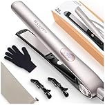 Piastra Capelli Professionale Con Display LCD - Rivestimento in Ceramica cura Dei Capelli Piastra per Capelli, Riscaldamento Rapido, Piastre Larghe, 5 Temperatura Regolabile (120-230°C), Champagne