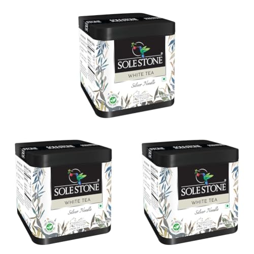 Image of SOLE STONE Silver Needle White Tea - Hand-Picked Whole Buds, 0% Bitterness | Loose-Leaf Luxury Blend Rich in Antioxidants | Calming Herbal Infusion for Anxiety & Stress Relief | 80 g Premium Pack