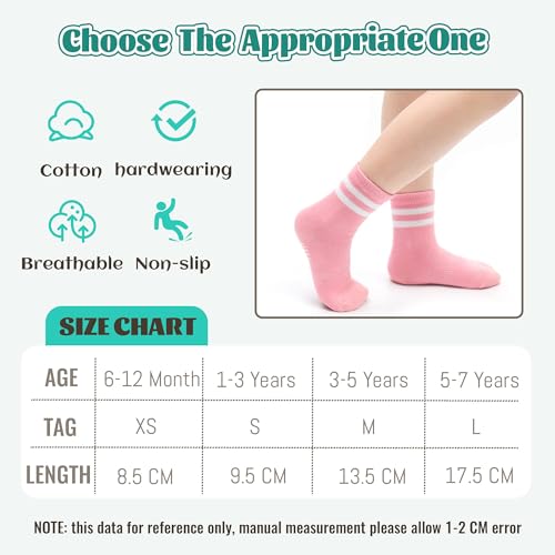Image of HYCLES Toddler Girl Socks, 12 Pairs Non Slip Ankle Toddler Socks for 1-7 Years Baby Girls Kids