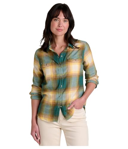 Toad&Co Women's Re-Form Flannel Long Sleeve Shirt, Atlantic Ombre