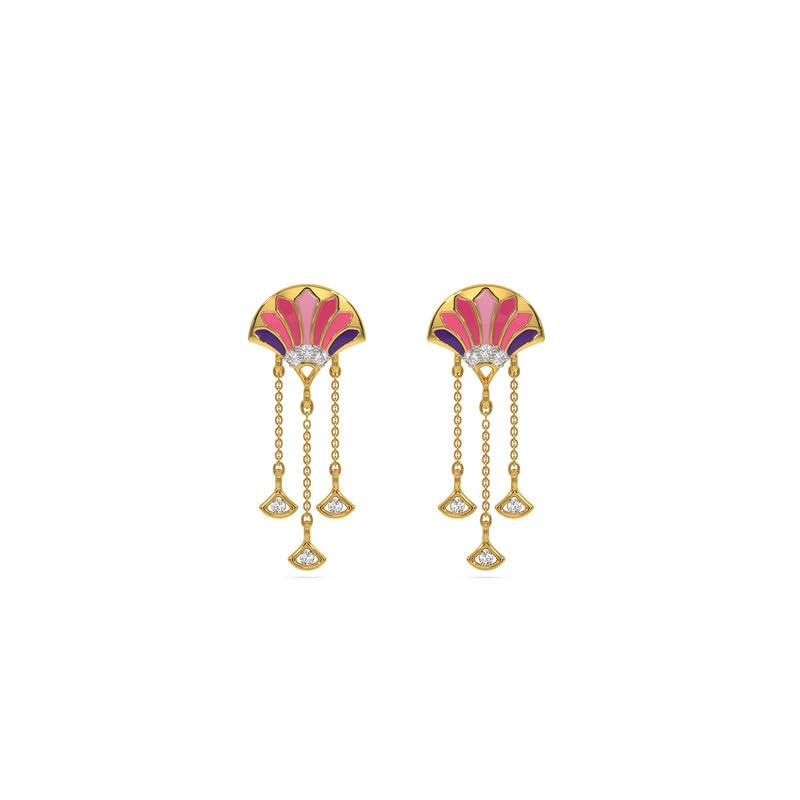 Image of Kisna 14 KT Finlo Yellow Gold Natural Diamond Earrings For Women