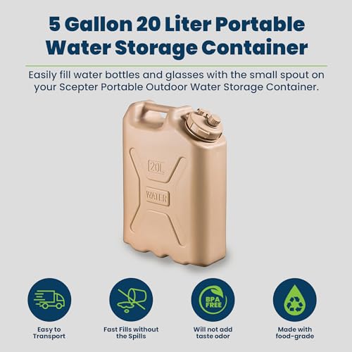 Scepter 4 Pack Military Style Water Container for Camping, Sand, 5 Gallon - image 3