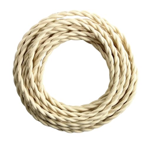 Ｚｉａｌｏｆｉ Cable para Lámpara Colgante Diseño Industrial Cordón Textil Vintage Cable de Techo Flexible para Proyectos de Iluminación Adecuado para Restaurantes B, Beige