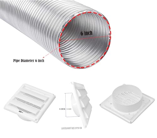 Image of Kitchen Chimney Aluminium Exhaust Pipe & Vent Cover with Installation Kit (8 FT KIT), Silver
