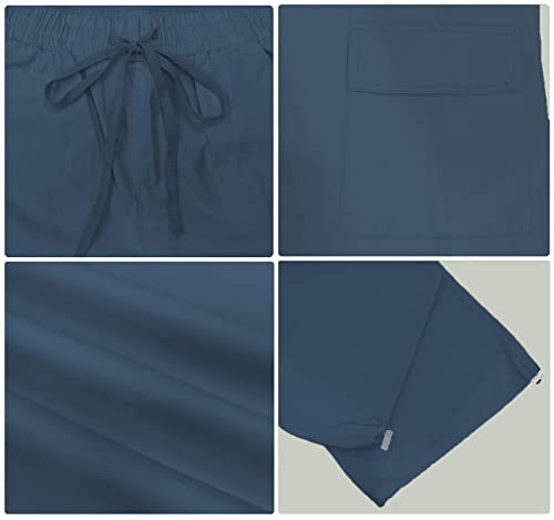 HVEPUO Womens High Waist Cargo Pants Y2K Wide Leg Cotton Baggy Hiking Pants Lightweight Elastic Waist Trousers with Pockets4