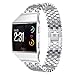 Hemobllo Mode Luxus Edelstahl Uhr Armband Band Strap Skala Stil Uhrenarmband Ersatz Handschlaufe Für Fitbit Ionic (Silber)