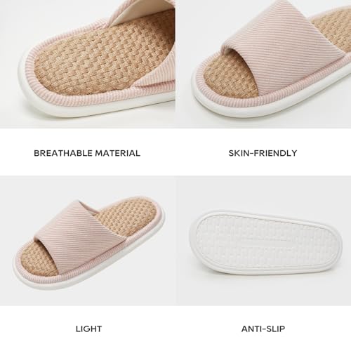 utune Summer House Slippers for Women Indoor Linen Slippers Open Toe Men House Slippers Shoes Breathable Non-slip Sandals for Home Outdoor3