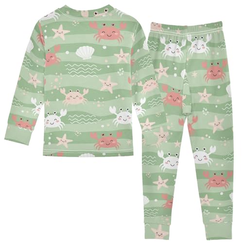Pajama Sets Long Sleeve Cute Sea Crab Pattern Soft Comfy Sleepwear 2 Piece PJS 3-8T3