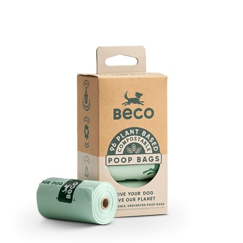 Beco Dog Travel & Hygiene Home Compostable Dog Poop Bags 96pk made from recycled plastic