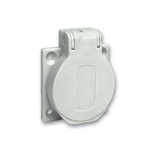Socle de prise NF 50x50mm - 2P+​T 10-​16 A - IP54 - connex. arr. - gris - PRATIKA