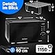 ProfiCook Mikrowelle mit Grill 20L | Mikrowelle ohne Drehteller für gleichmäßige Wärmeverteilung | Mikrowelle schwarz mit Timer und Auftaufunktion | inkl. Grillrost: 23 x 20cm,1150W | PC MWG 1278