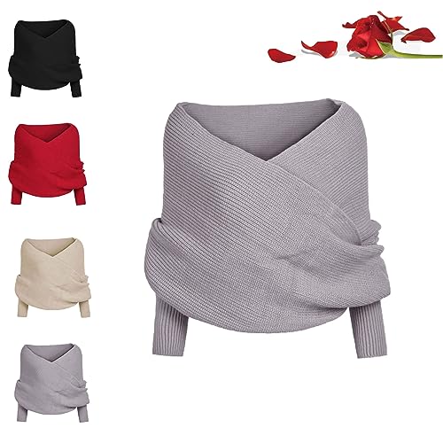Freya Harper Scarf with Sleeves for Women, Knitted Scarf Sweater Wrap with Sleeves, Scarf Shawl Wraps for Women (Grey,one Size)