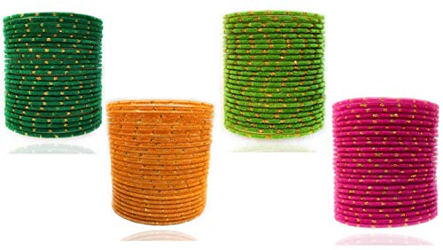 Glass and Bangle Set - Rani, Parrot, Green & Haldi