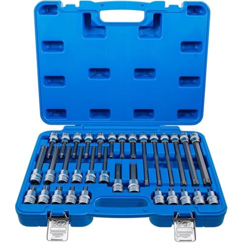 Juego de boquillas y puntas de 32 piezas – cuadrado hembra 12,5 mm (1/2), perfil Torx – Versátil y resistente – D-Work