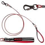 Tuff Pupper Chew Proof Dog Leash | Steel Cable Bite Resistant Lead | Twist Lock Carabiner | Heavy Duty for Large Dogs & Teething Puppies | Comfortable Padded Handle | 4FT & 6FT Lengths (Red, 6 Feet)