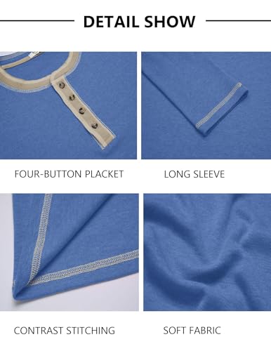 COOFANDY Long Sleeve Shirts for Men Thermal Slim Fit Henley T-Shirt Lightweight Stretch Basic Tees