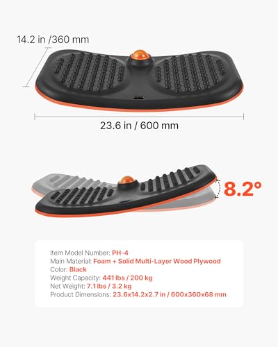 Image of VEVOR Balance Board, Wobble Board Trainer for Adults, Premium Balance Training Equipment Rocker, Compact & Lightweight for Core Workouts, Standing Desk Exercise, Home Gym, Office, Workstation, Black