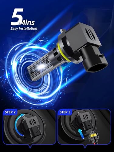 Image of RCJ 9005 9006 LED Bulbs Combo, 9005 /HB3 9006 /HB4 Bulbs 200W 60000LM Super Bright 6000K Cool White Fog Lights, Plug and Play, Pack of 4