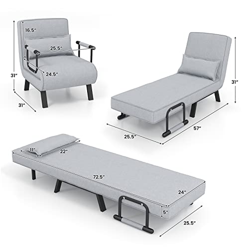Sillón Convertible Plegable Gris miniatura 3