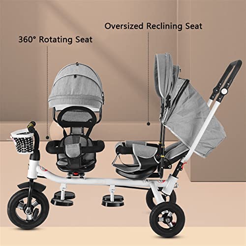 LSHAN 4 in 1 Twin Dreirad for Kinder, Zweisitzer-Kleinkind-Tretfahrrad, Kinderdreirad mit Sonnenschirm, In Zwei… – Bild 5