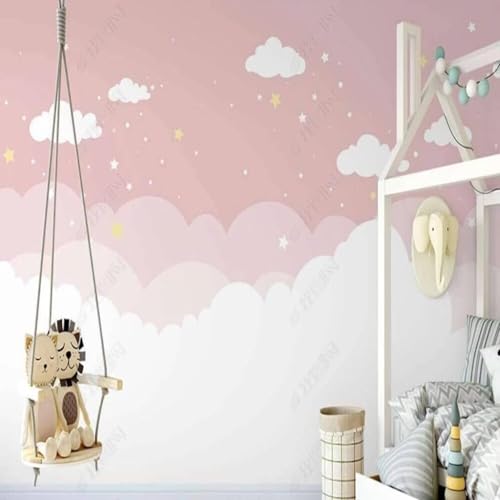 Papel pintado 3D infantil nubes blancas cielo estrellado vinilos dormitorio 2