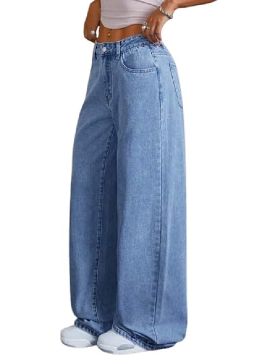 Women's Denim Stretchable High Waist Light Wash Baggy Jeans-picture-11