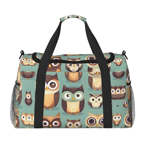 Animal Cartoon Owls Cute print Weekender Overnight Carry On Bag Gym Luggage Bag Duffel Bag for Travel Women