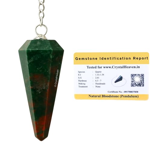 Image of Bloodstone Pendulum Dowsing Tool - Natural Crystal Pendulum for Spiritual Guidance - Premium Dowser Pendulum for Accurate Divination and Energy Healing - Perfect for Energy Healing and Chakra Balancing - Handcrafted with Precision and Elegance