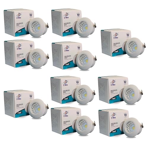 Image of D'Mak 1 Watt Round LED Button COB White Focus Light for POP /Recessed Lighting (White, Pack of 10)